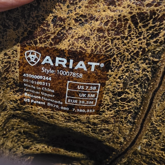 Ariat Brown Cowboy Boots with Decorative Stitching - Picture 4 of 4